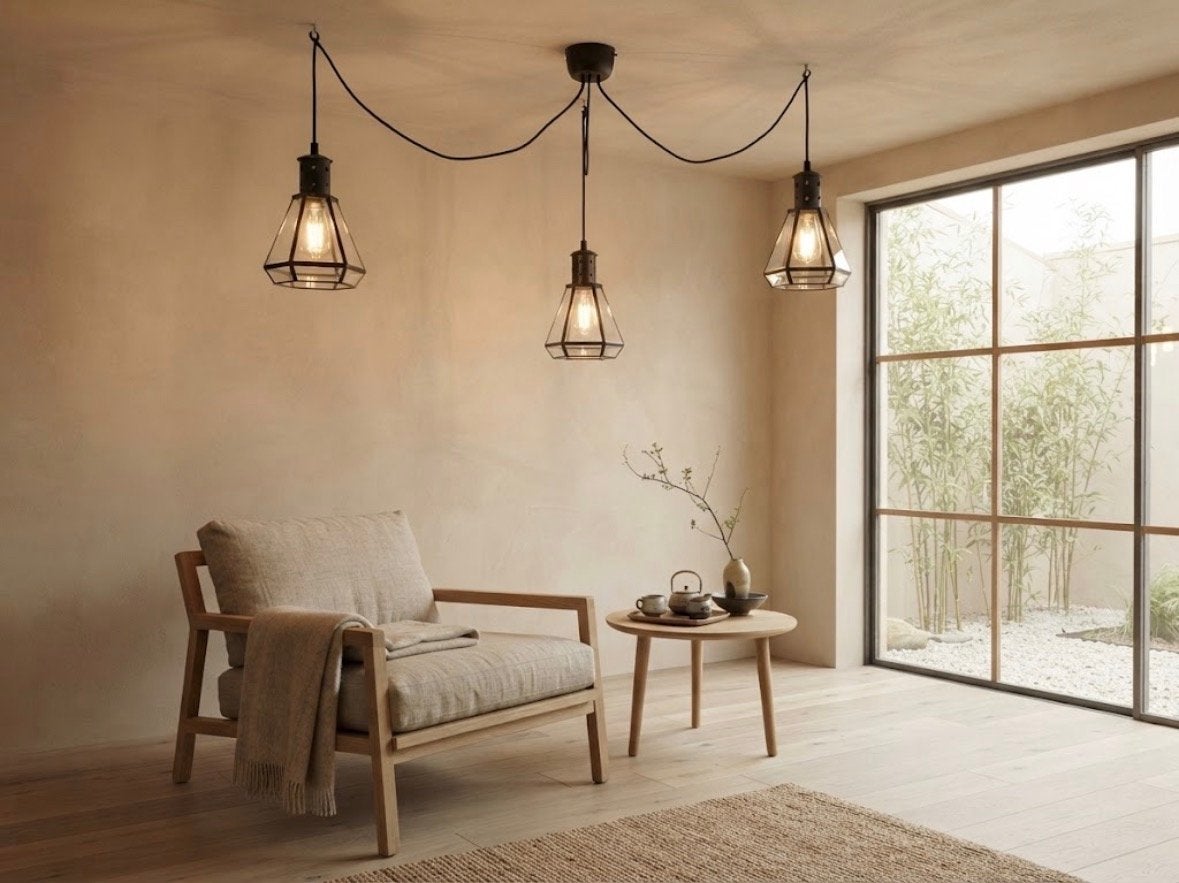 HK Living Spider Lamp met 3 LED gloeilampen, Ophalen of Verzenden, Zo goed als nieuw, Glas, E27 (groot)