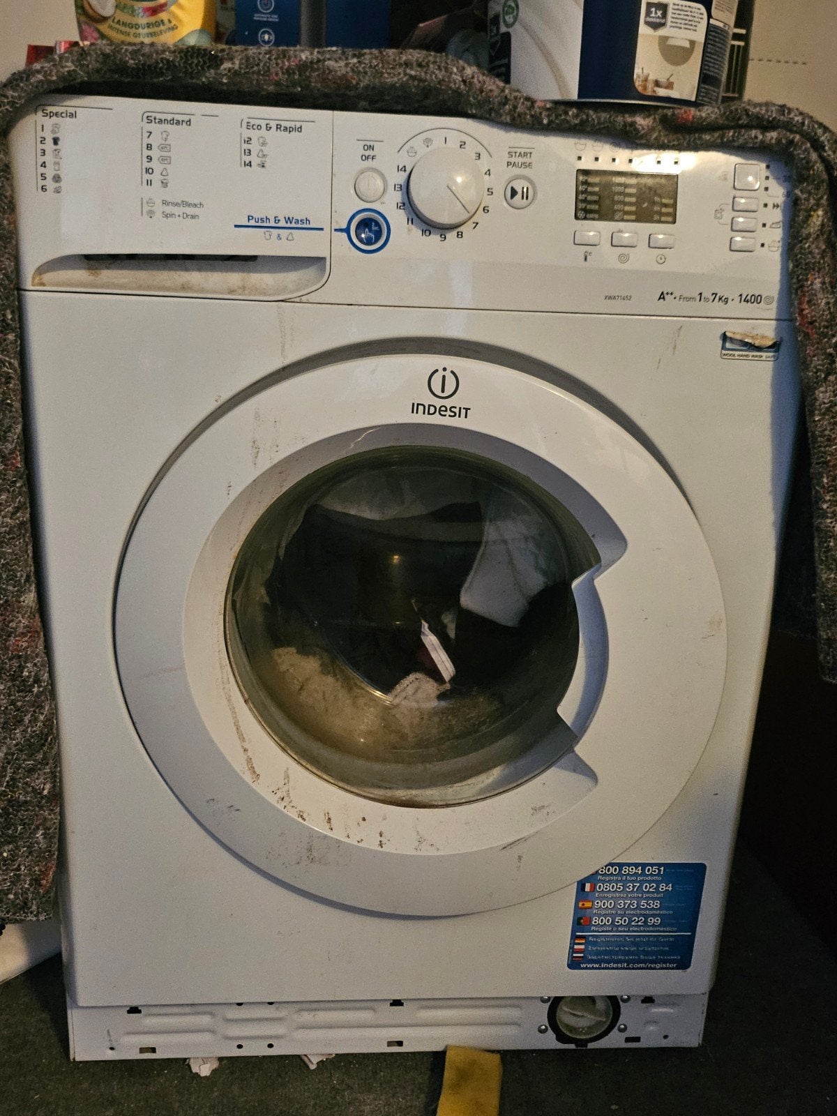 Indesit Innex Wasmachine 7kg 1400 toeren A+++, Witgoed en Apparatuur, Wasmachines, Gebruikt, Ophalen of Verzenden, Voorlader, 85 tot 90 cm