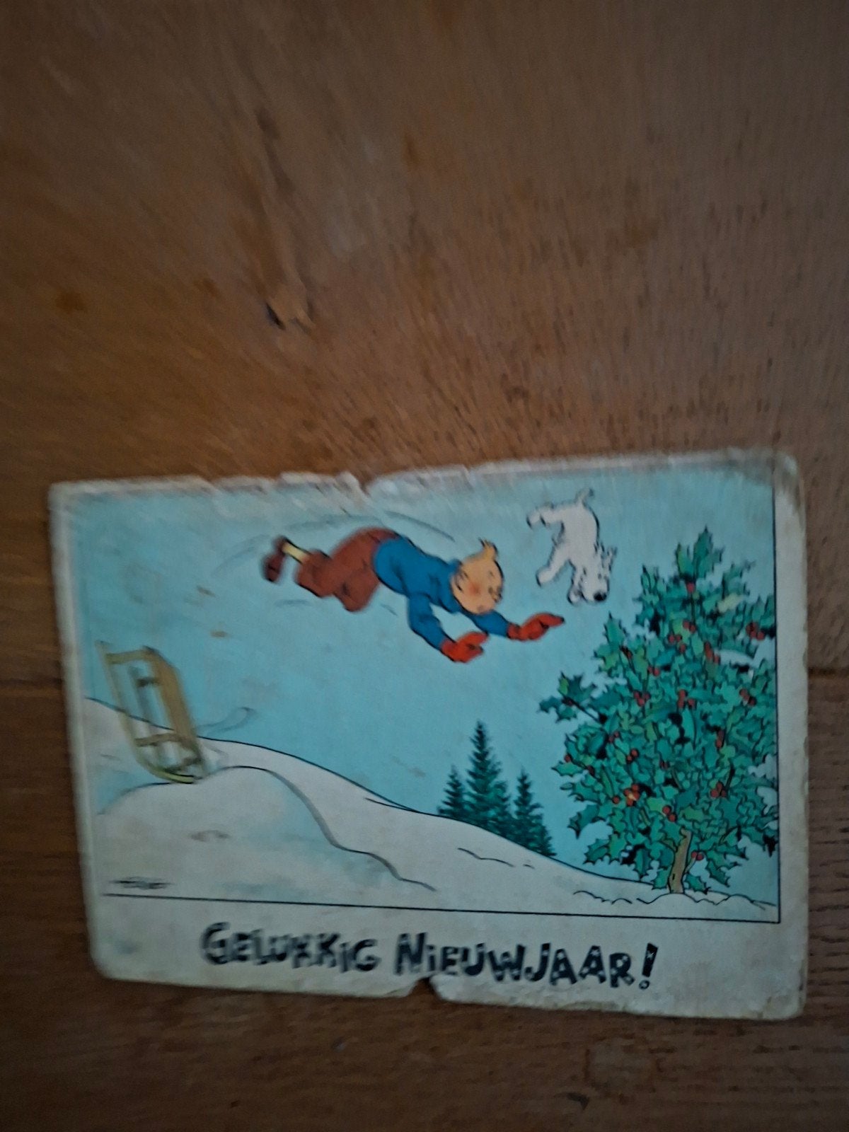 Vintage Kuifje Gelukkig Nieuwjaar Ansichtkaart, Ophalen of Verzenden