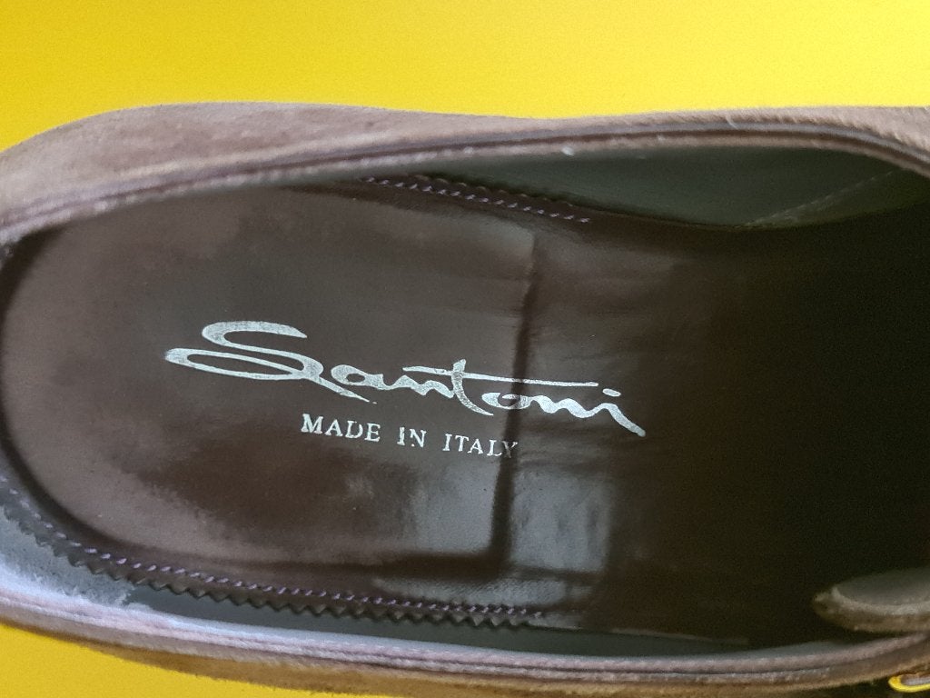 Prachtige Santoni suede met gesp en Chocolade kleur 7/5, Kleding | Heren, Schoenen, Bruin, Verzenden, Santoni, Gespschoenen