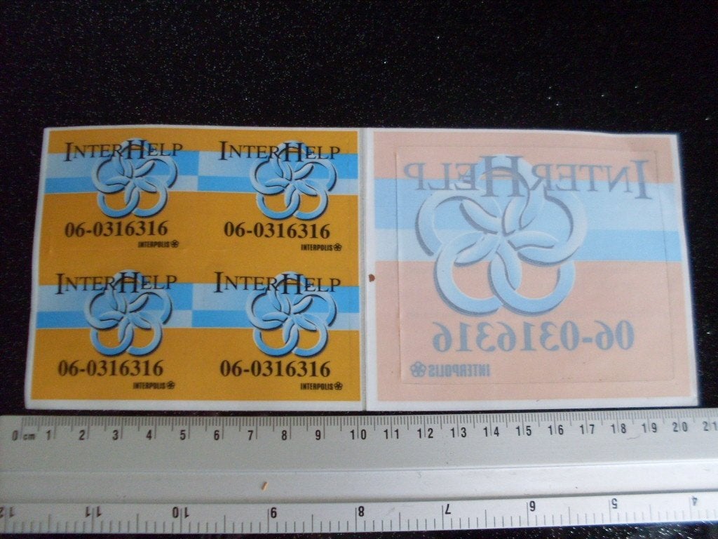 5x sticker InterHelp interpolis logo pech hulp auto, Verzenden, Zo goed als nieuw, Bedrijf of Vereniging