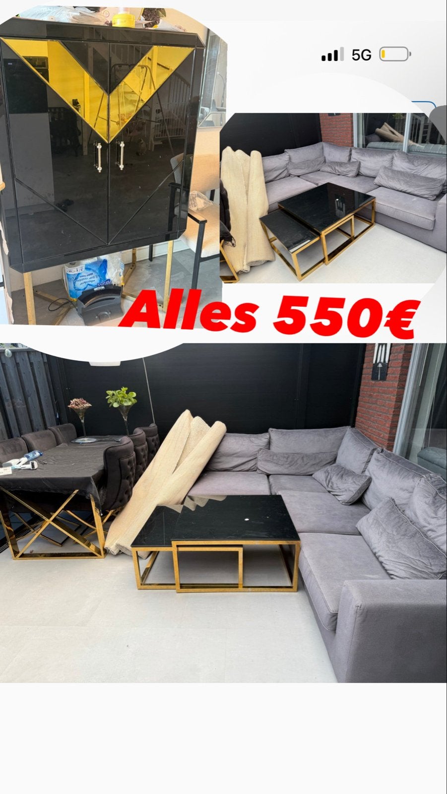 Complete Woonkamer Set: Hoekbank, Salontafels & Kast, Ophalen of Verzenden