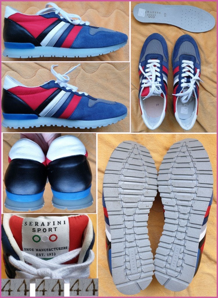 SERAFINI retro leren/suède sneakers maat 44 z.g.a.n., Overige kleuren, Ophalen of Verzenden, SERAFINI, Sneakers of Gympen