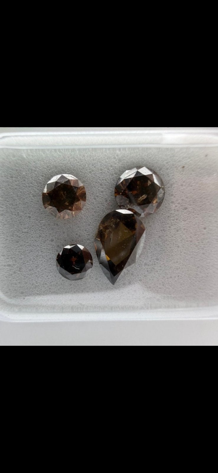 4 Natuurlijke Bruine Diamanten – 1,29 ct – GWLab Certificaat, Ophalen of Verzenden, Zo goed als nieuw, Overige materialen, Overige merken