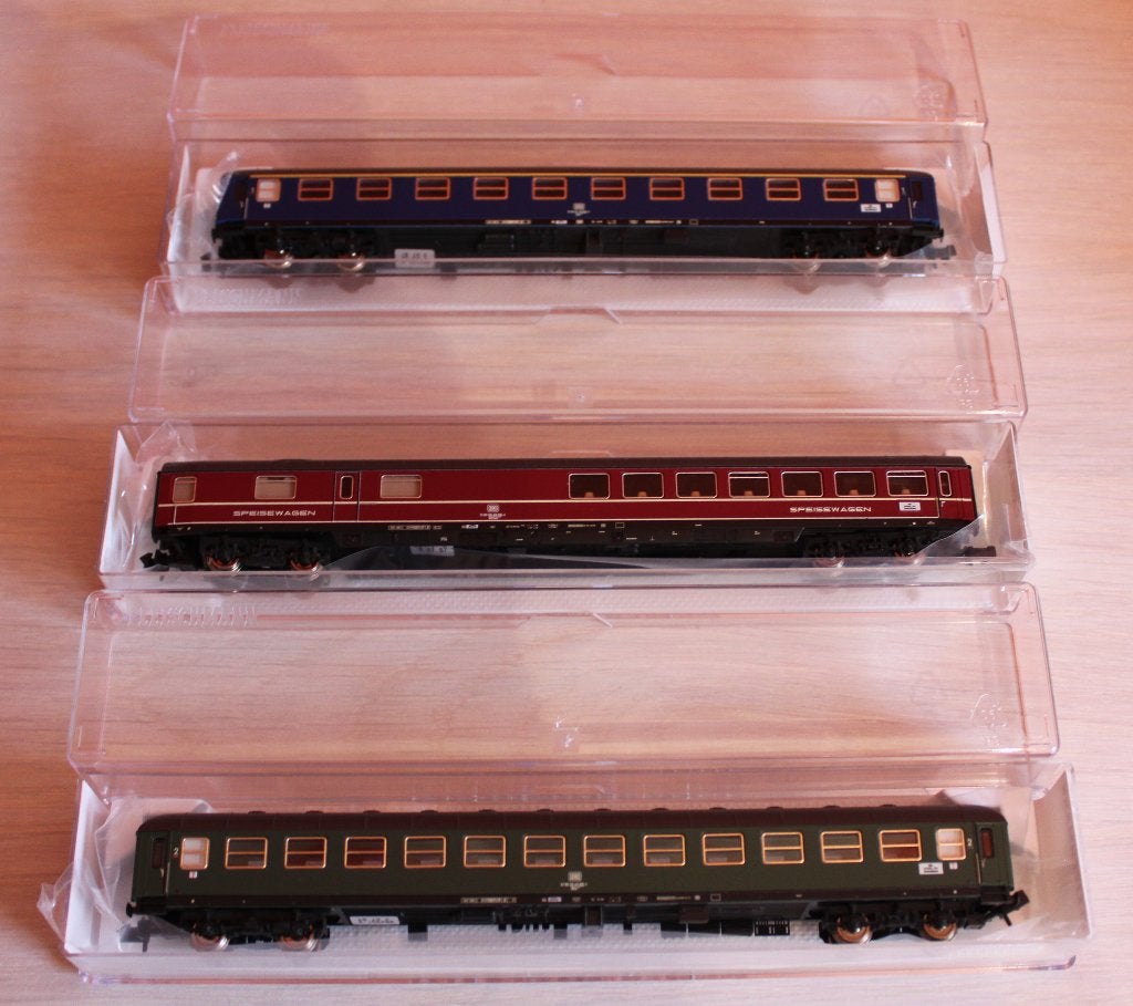 3 Passagierwagen DB Fleischmann Zoals Nieuw N 1/160, Gelijkstroom, Verzenden, Fleischmann, Wagon