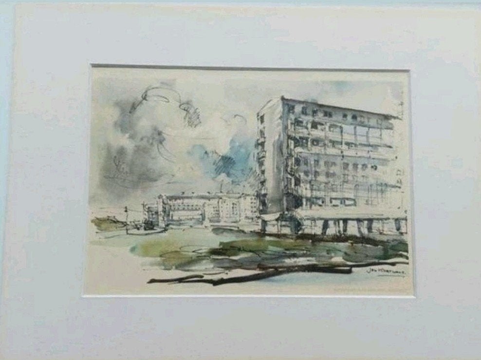 Slotervaart/ flat Sloterhof .. Jan Korthals .. Amsterdam .., Antiek en Kunst, Kunst | Tekeningen en Foto's, Ophalen of Verzenden