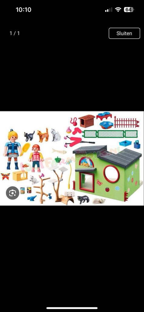 Playmobil Kattenpension 9276 - Zonder doos, mist roze onderd, Ophalen of Verzenden, Gebruikt