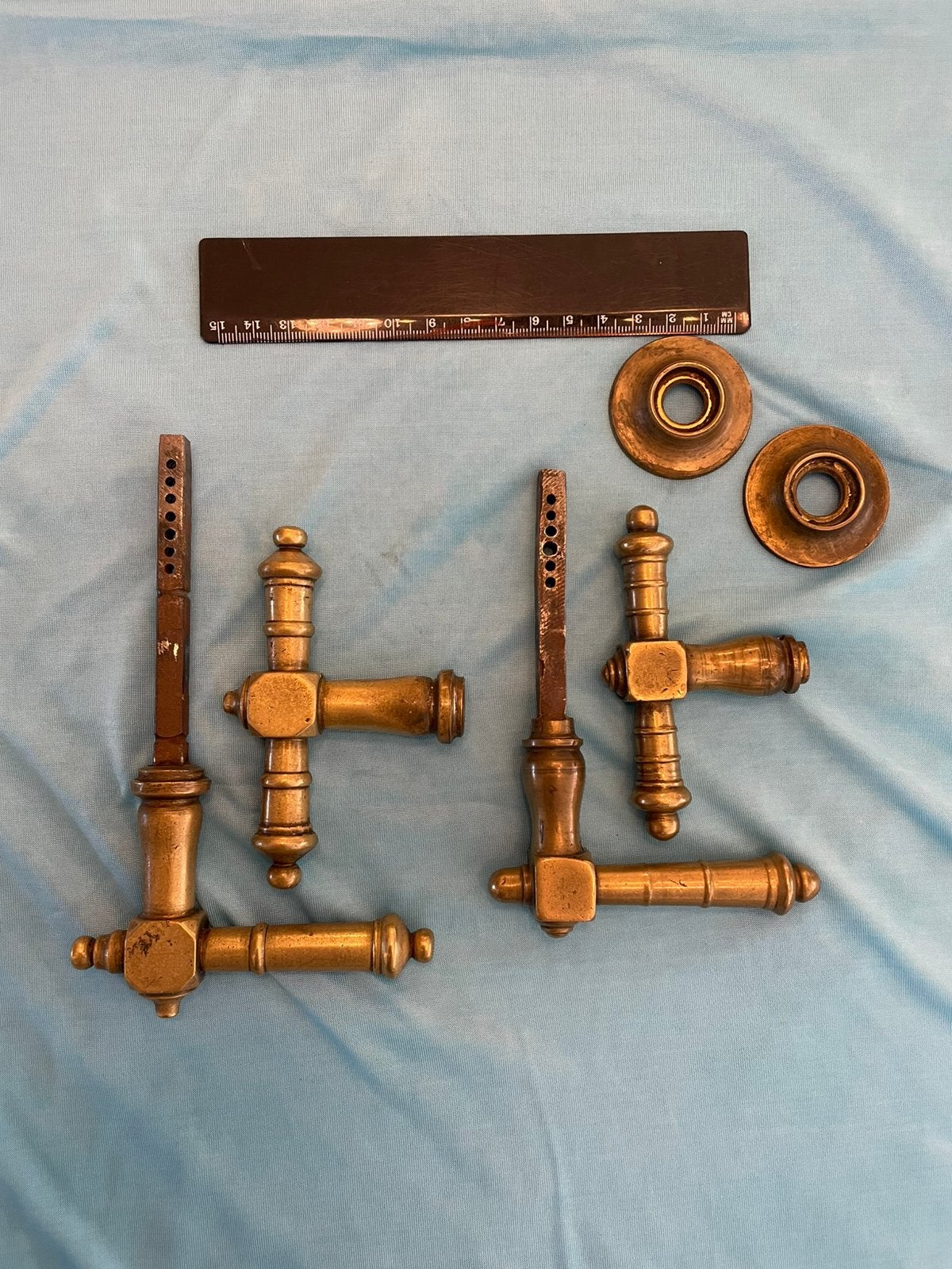 Antieke Messing Deurklinken Set - Klassiek Design, Ophalen of Verzenden