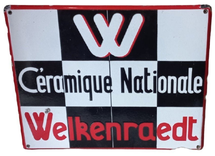 Welkenraedt emaille reclamebord uit 1935., Ophalen of Verzenden, Gebruikt, Reclamebord