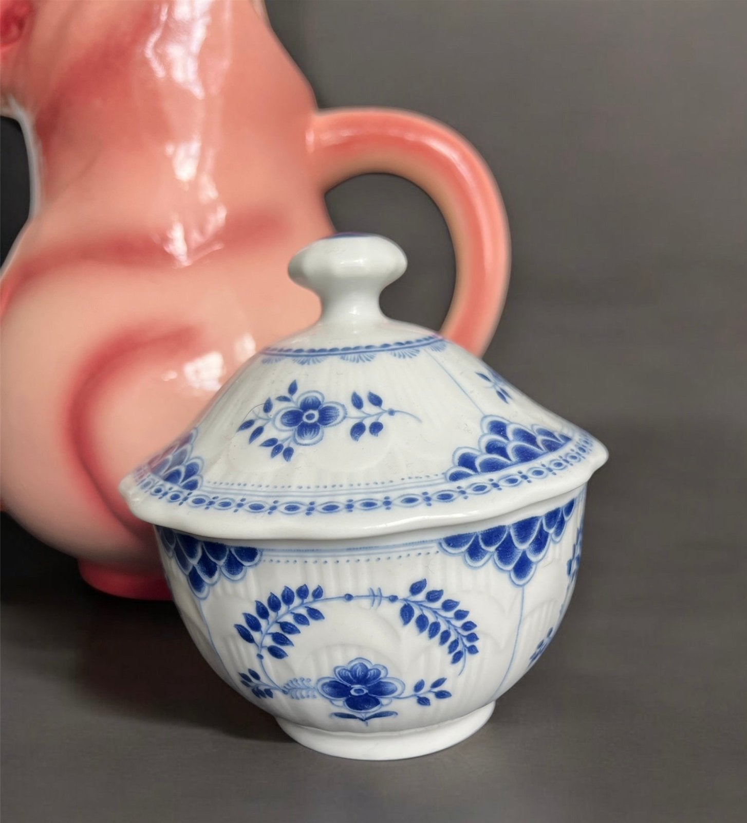 Bleu fluted suikerpot Bavaria marktleuth vintage porselein, Verzenden