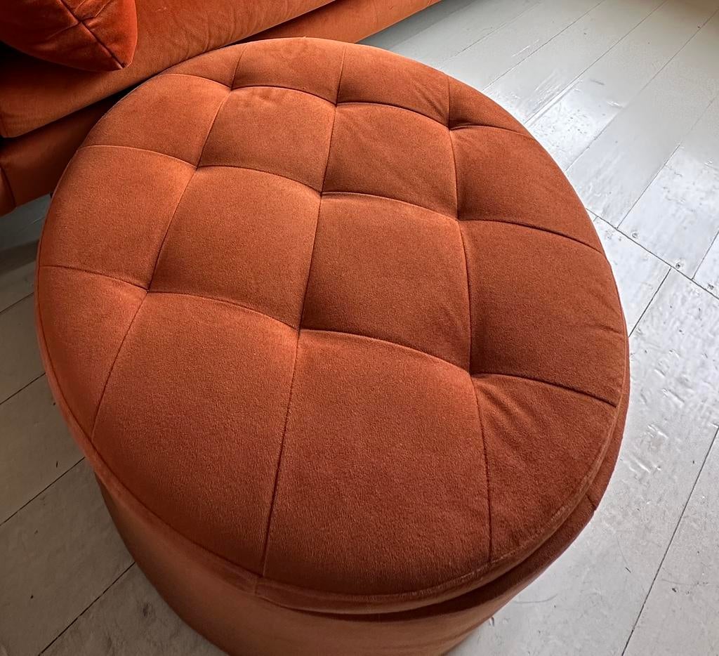 Mooie ronde poef debussy leen bakker koper, Ophalen, Minder dan 50 cm, Zo goed als nieuw, 50 tot 75 cm