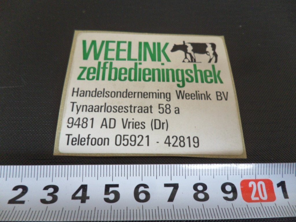 sticker vries weelink zelfbedieningshek tynaarlosestraat *, Ophalen, Zo goed als nieuw