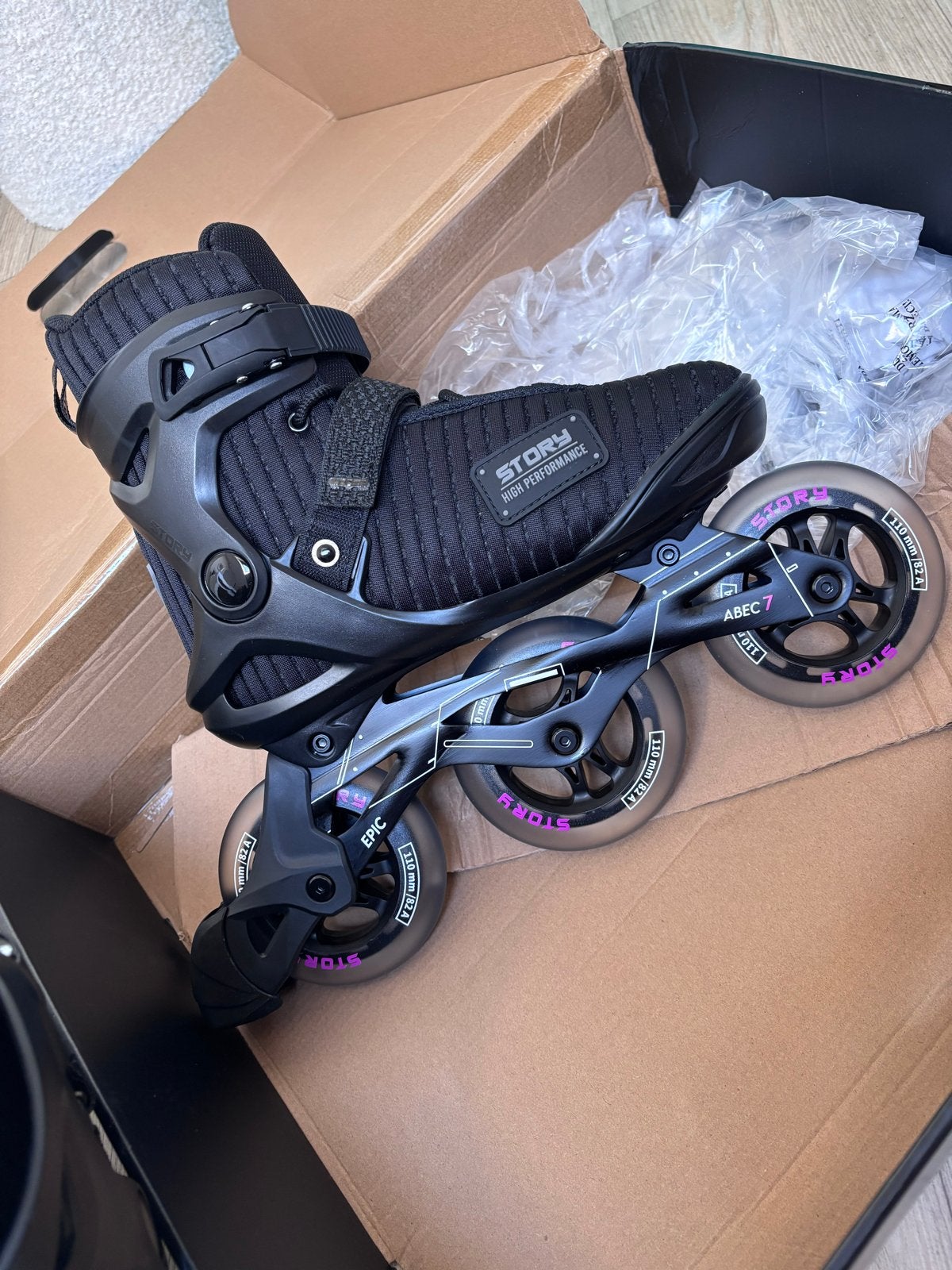 Nieuwe STORY Epic Inline Skates - Zwart/Roze, Maat 40, Nieuw, Inline skates 4 wielen, Dames, Ophalen