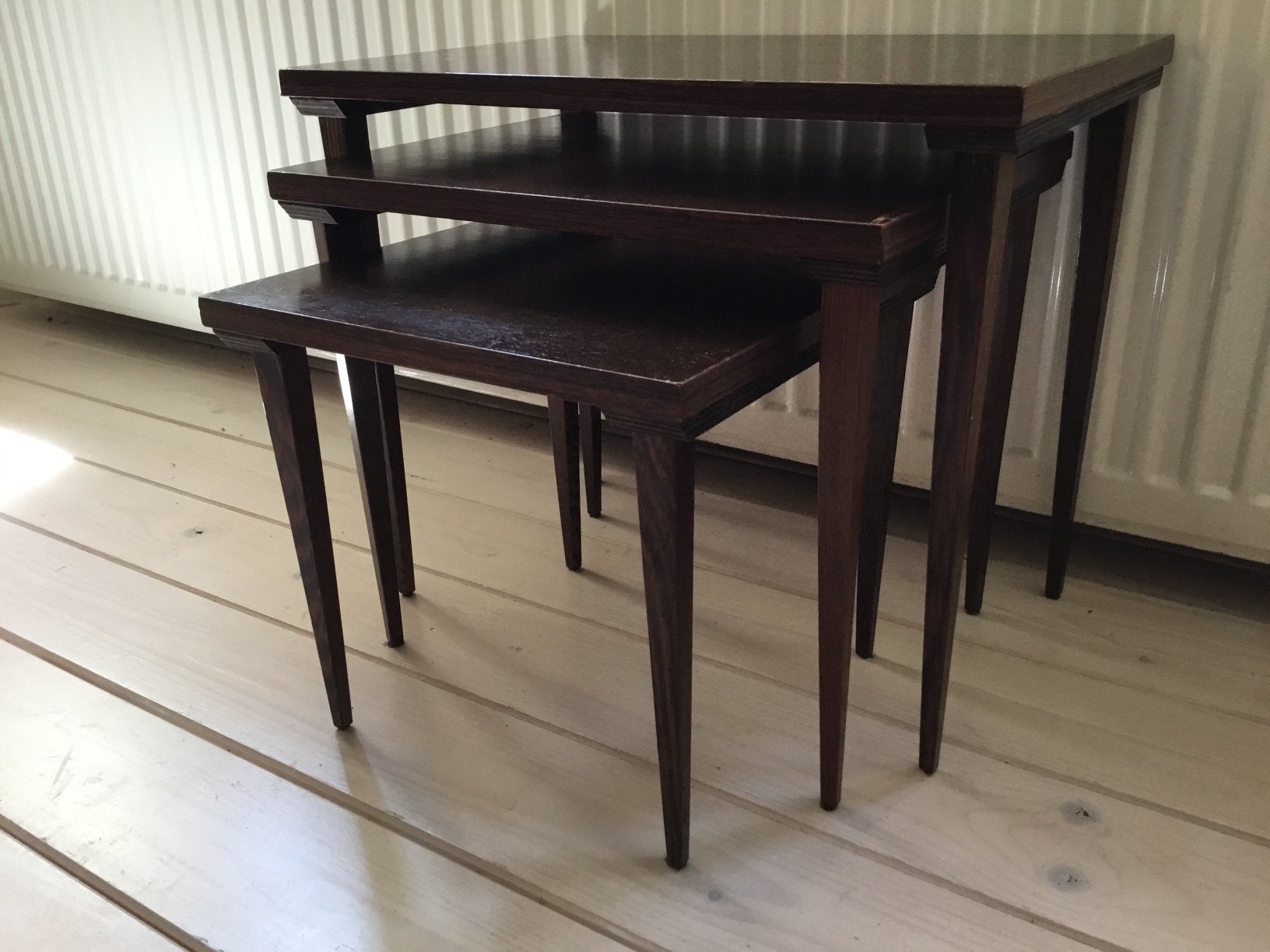 Wenge houten mini set. Nestingtables. Jaren 60., Ophalen of Verzenden, Huis en Inrichting