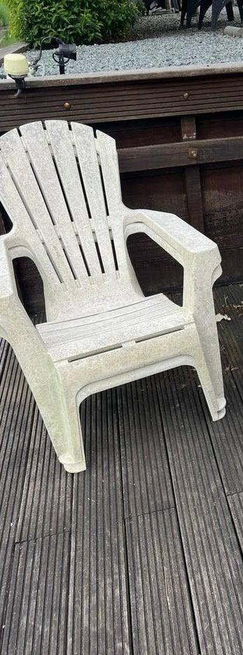 4x wit kunststof tuinstoel, Adirondack stijl, Ophalen of Verzenden, Gebruikt, Kunststof