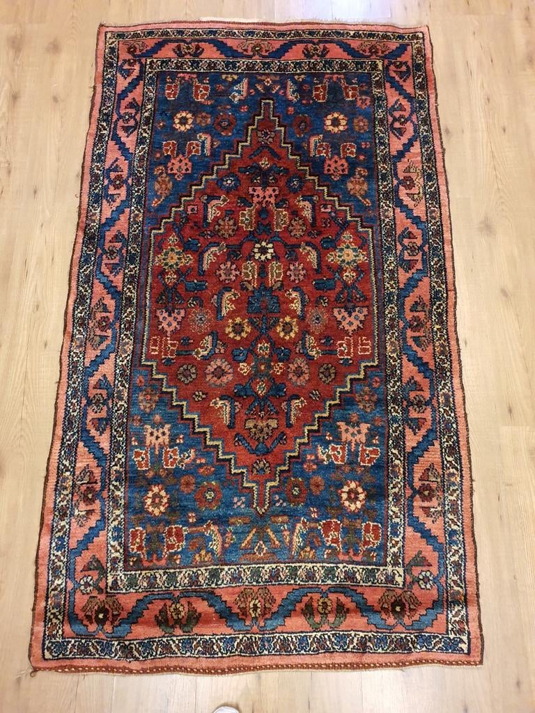 Vintage handgeknoopt perzisch tapijt malayer antiek 193x112, Info@SlatsAntiek.nl, Tweedehands, 100 tot 150 cm, Perzisch