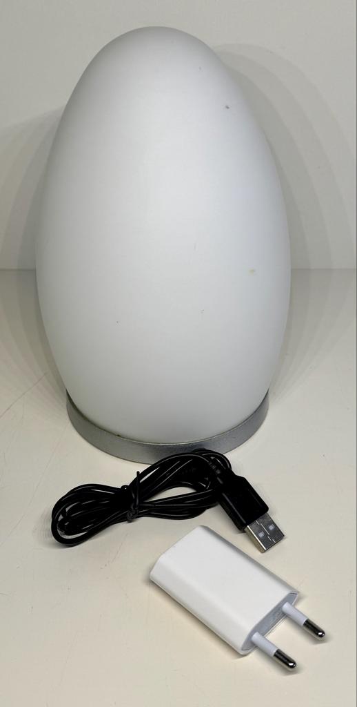 Kleurrijke sfeerlamp in eivorm met 11 kleuren, Ophalen of Verzenden, Zo goed als nieuw, Glas, Minder dan 50 cm