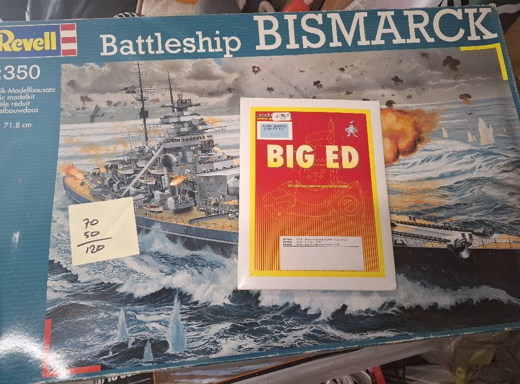 Revell Bismarck + BIGED 1/350, Ophalen of Verzenden, Gebruikt, 1:200 of kleiner, Revell