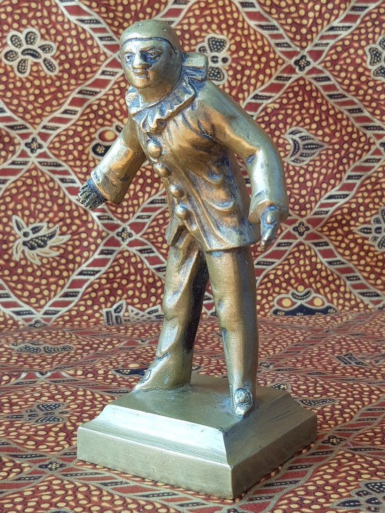 Mooi antiek brons beeldje uit Frankrijk van Pierrot 14,5 cm., Ophalen of Verzenden, Brons