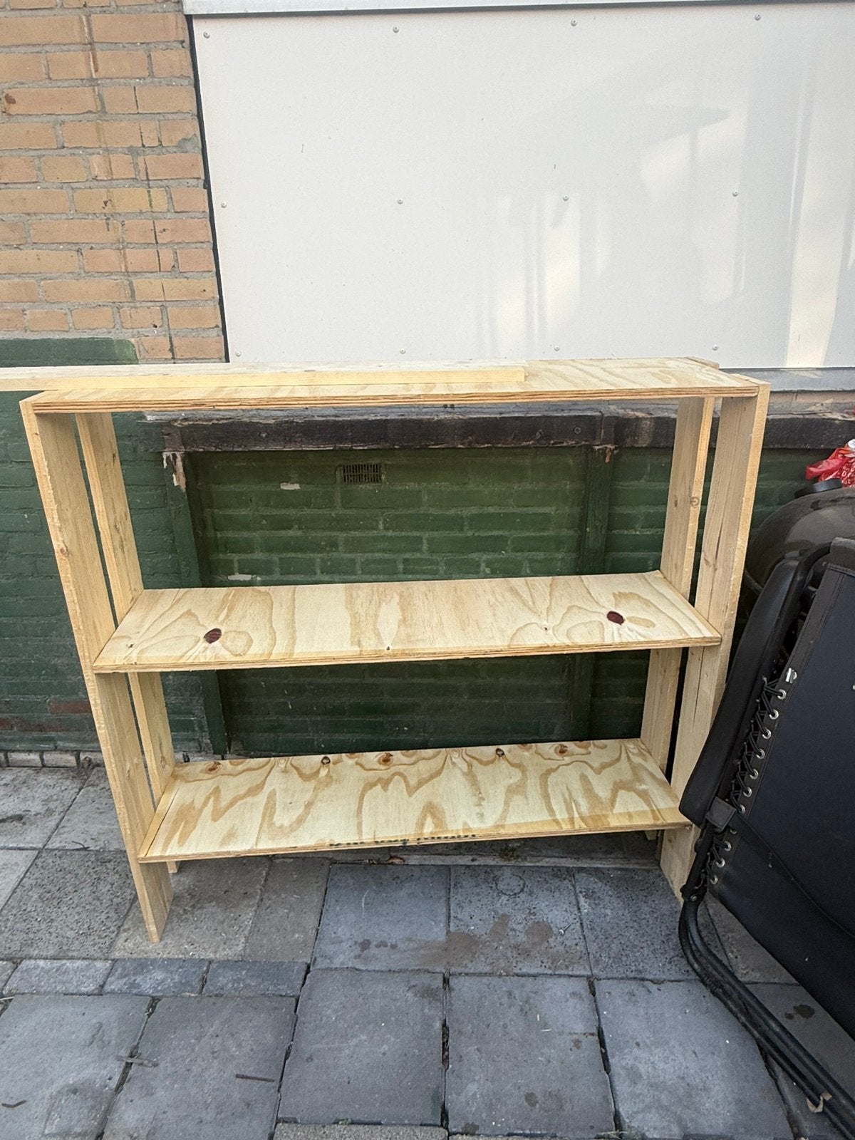 Handgemaakte houten stellingkast / opbergkast., Ophalen, Zo goed als nieuw, Kunststof, Overige typen