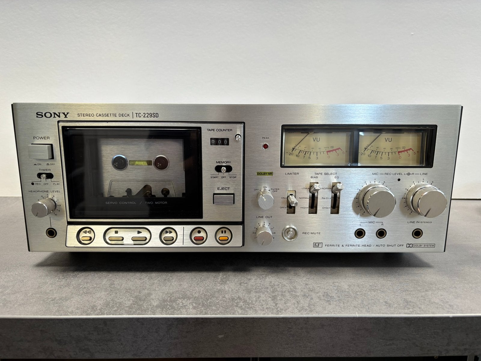 Sony TC-229SD Stereo Cassettedeck - Vintage Audio, Audio, Tv en Foto, Cassettedecks, Ophalen of Verzenden, Enkel, Sony, Tiptoetsen