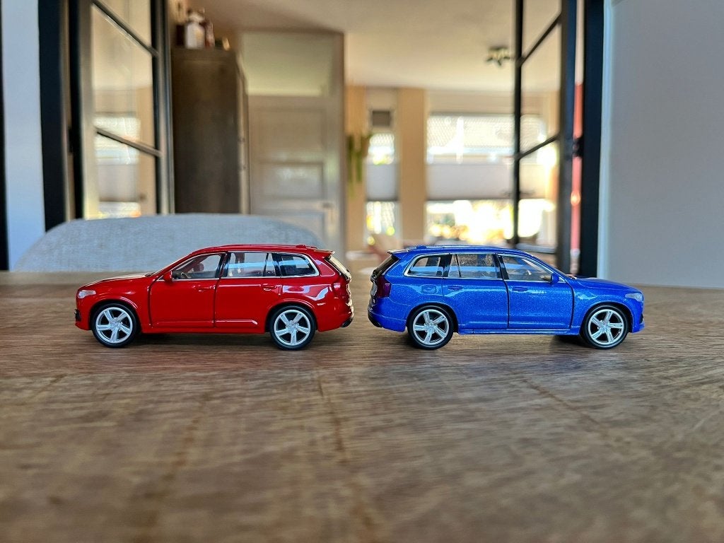 2x Welly volvo XC90 1:34 rood+blauw, Ophalen of Verzenden, Nieuw, Auto