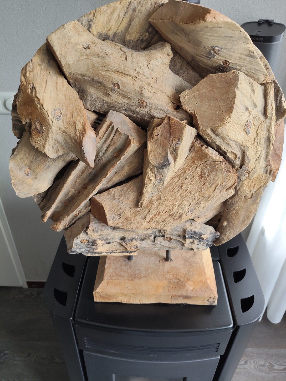Abstract houten sculptuur - Uniek kunstwerk, Antiek en Kunst, Ophalen, 50 - 100 cm, Beeld, Bruin