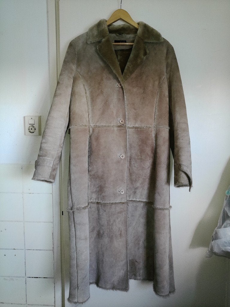 Vintage leren jas lange leren jas Saki puls 127cm Maat 44, Ophalen of Verzenden