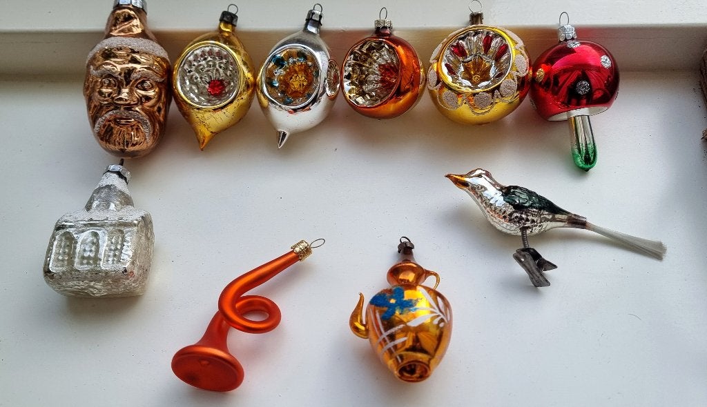 Vintage glazen oude Kerstballen jaren 50/60, Diversen, Ophalen, Zo goed als nieuw