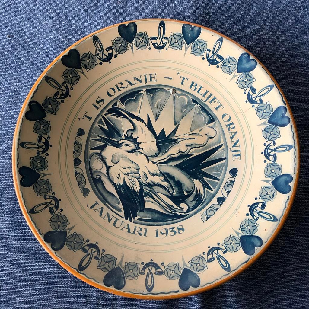 Wandbord geboorte Beatrix 1938 - 't Is Oranje, Ophalen of Verzenden