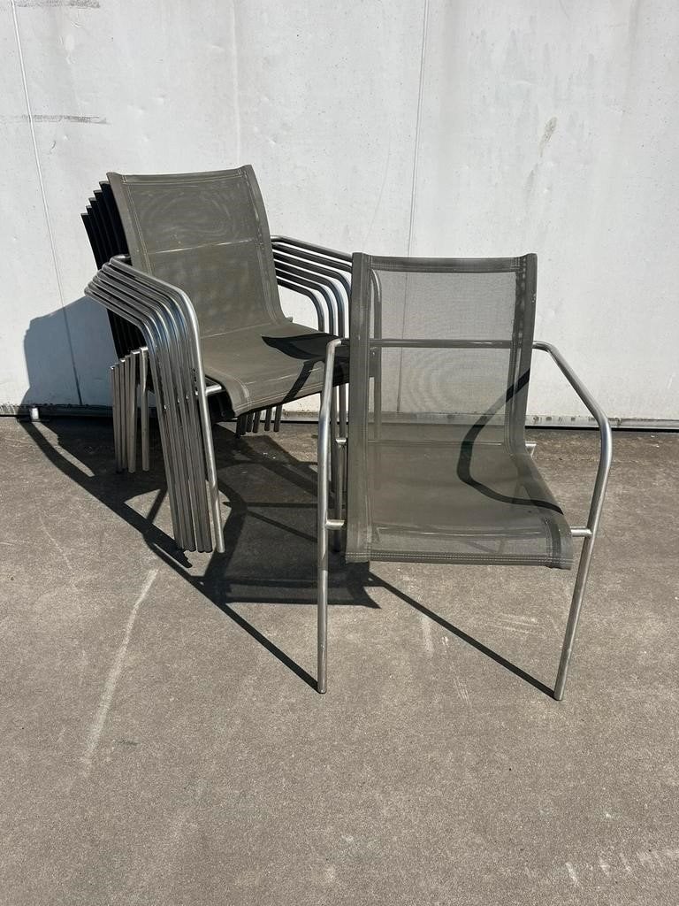35 stuks luxe Textileen horeca Terras stoelen satelliet, Tuin en Terras, Ophalen, Zo goed als nieuw