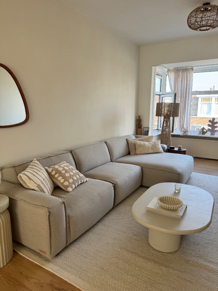 Prachtige (japandi) beige bank, Ophalen, 100 tot 125 cm, 300 cm of meer, Zo goed als nieuw