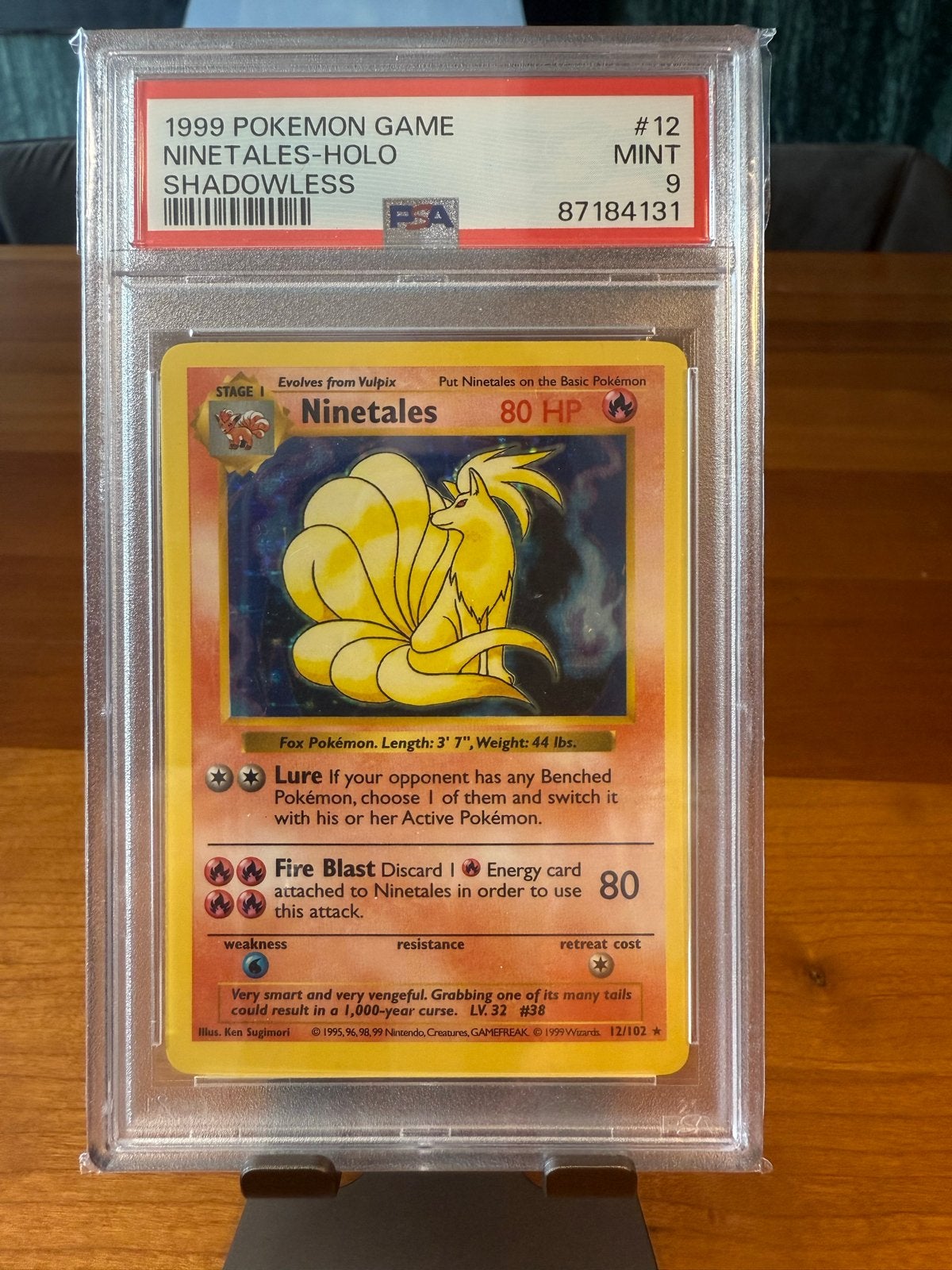 Ninetales (Shadowless) #12 - Base Set (1999) - PSA 9, Ophalen of Verzenden, Zo goed als nieuw, Losse kaart