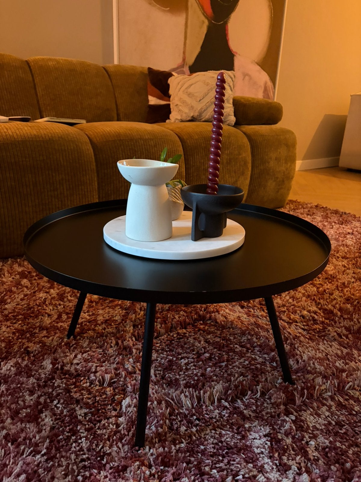 Ronde salontafel, Huis en Inrichting, Tafels | Salontafels, Ophalen, Zo goed als nieuw, Rond, 50 tot 100 cm