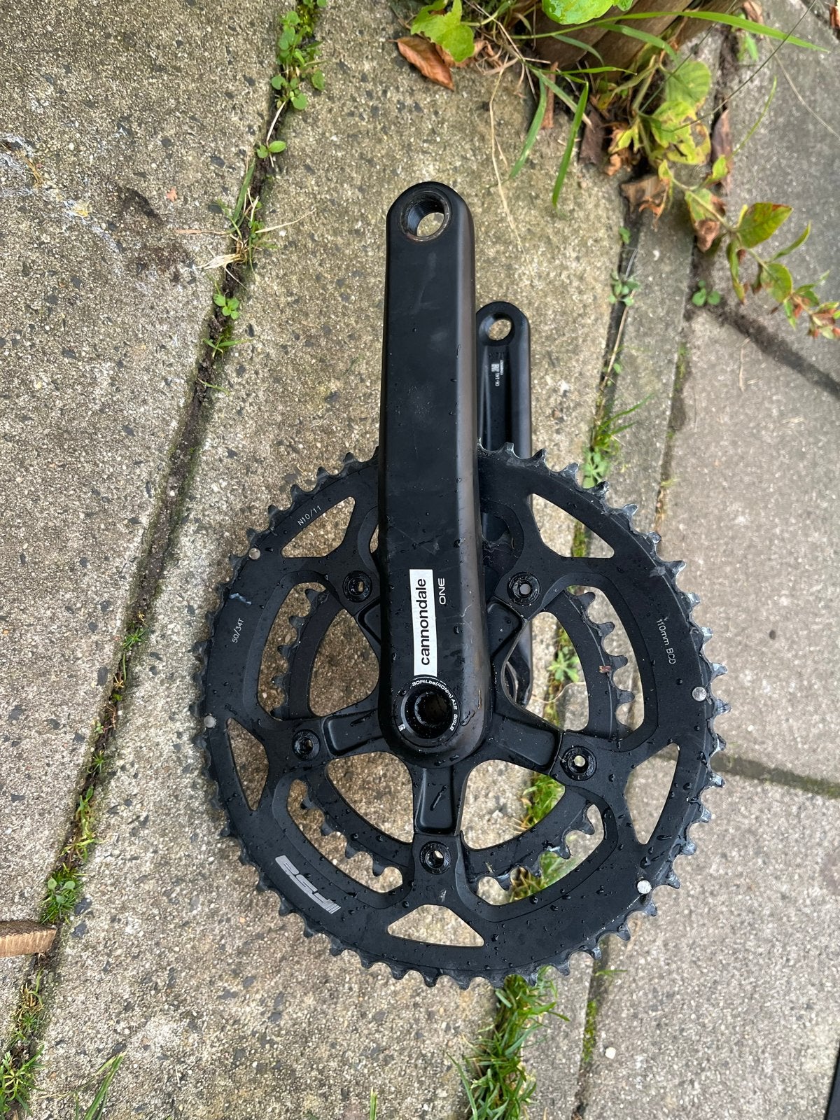 Cannondale ONE Crankstel met dubbel kettingblad, Crankstel of Pedalen, Gebruikt, Ophalen of Verzenden, Aluminium
