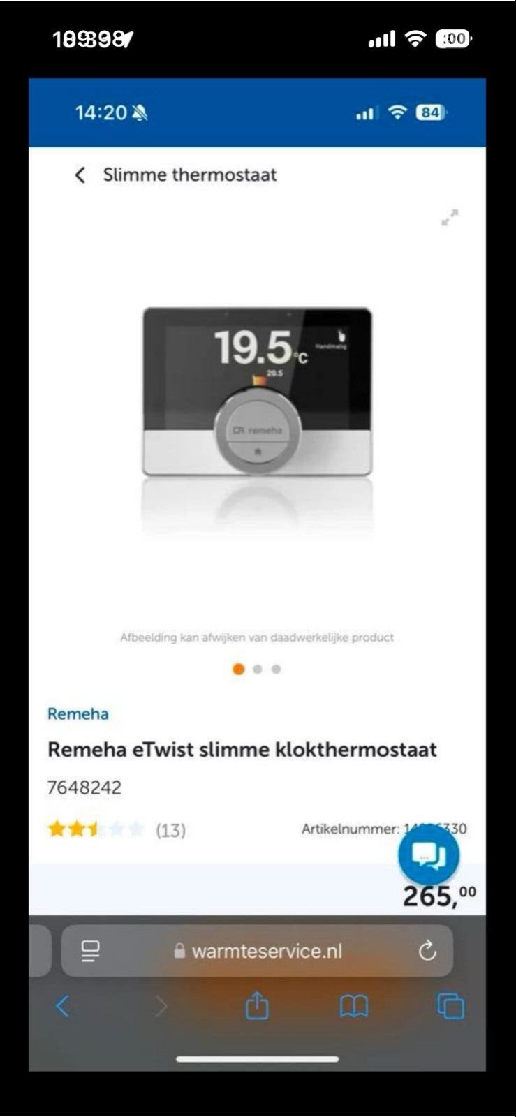 Remeha eTwist slimme klokthermostaat (nieuw in doos), Ophalen of Verzenden, Slimme thermostaat, Nieuw
