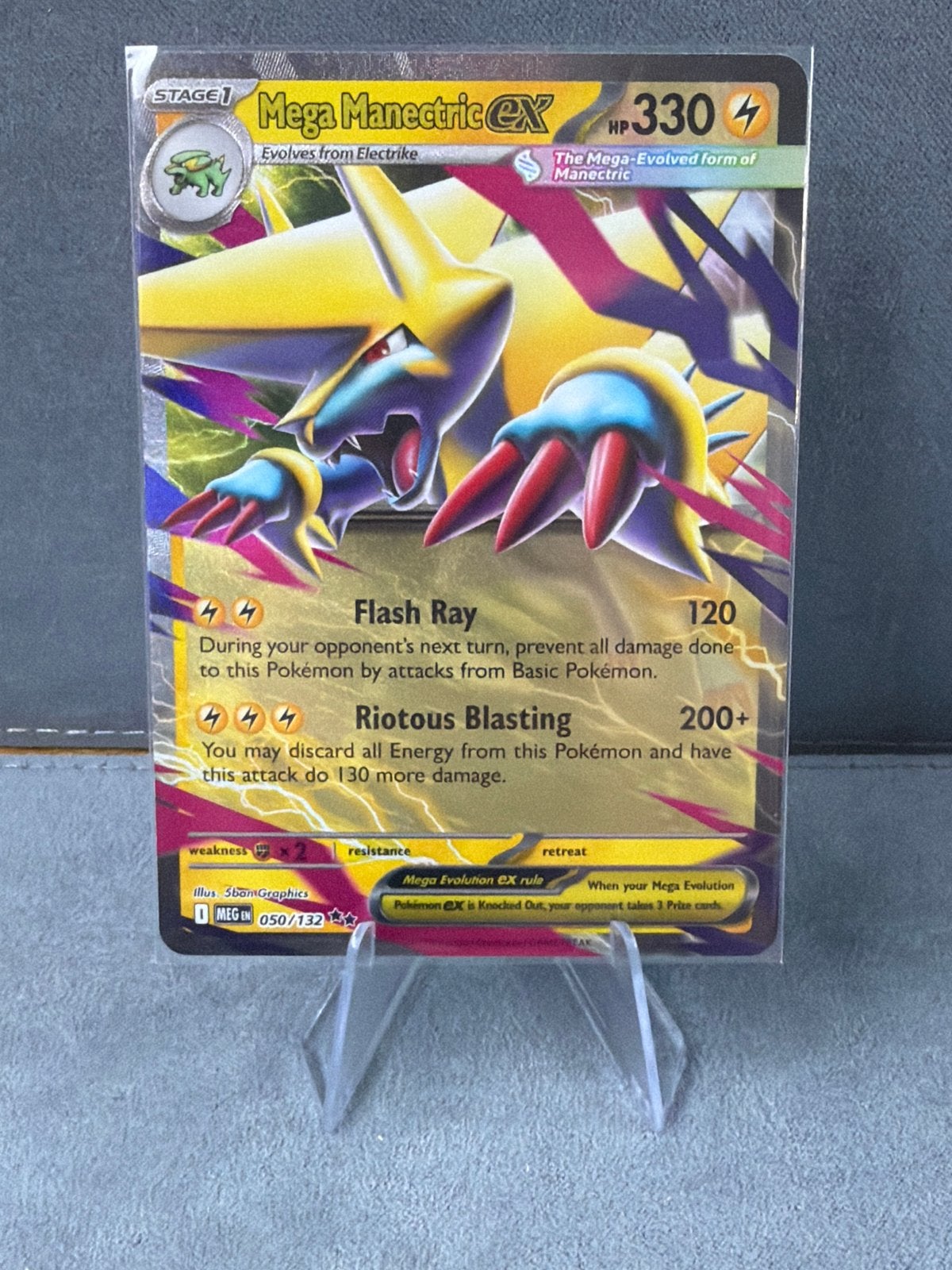 Pokémon Kaart: Mega Manectric EX 050/132, Ophalen of Verzenden, Zo goed als nieuw, Losse kaart