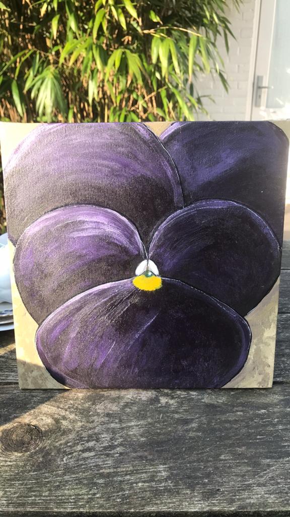 Schilderij viooltje, Ophalen of Verzenden, Zo goed als nieuw, Schilderij