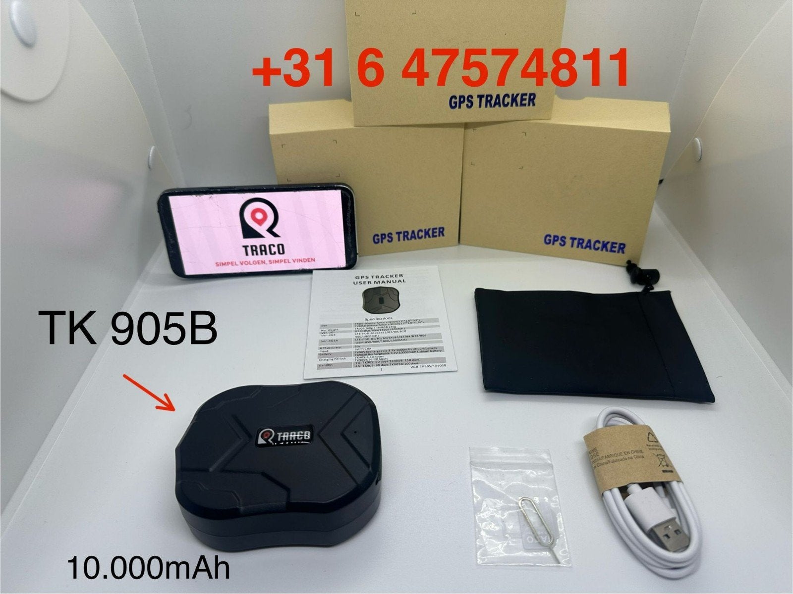 Foto 3 van GPS Tracker TKSTAR 4G TK918C, TK905B TK905 - Magneet en App