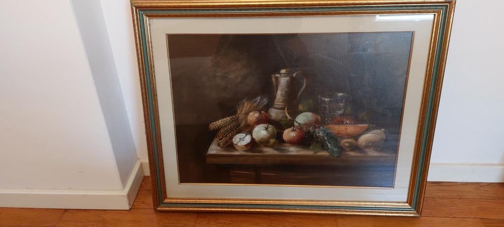 Groot Oud schilderij,stilleven.gesigneerd.70x90, Antiek en Kunst, Kunst | Schilderijen | Klassiek, Ophalen of Verzenden