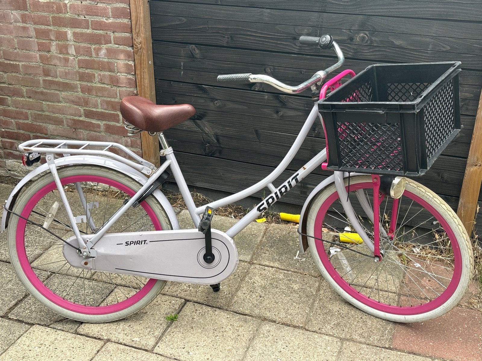 Spirit Meisjesfiets 20 inch met mandje, Ophalen, Gebruikt, Velgrem, Handrem