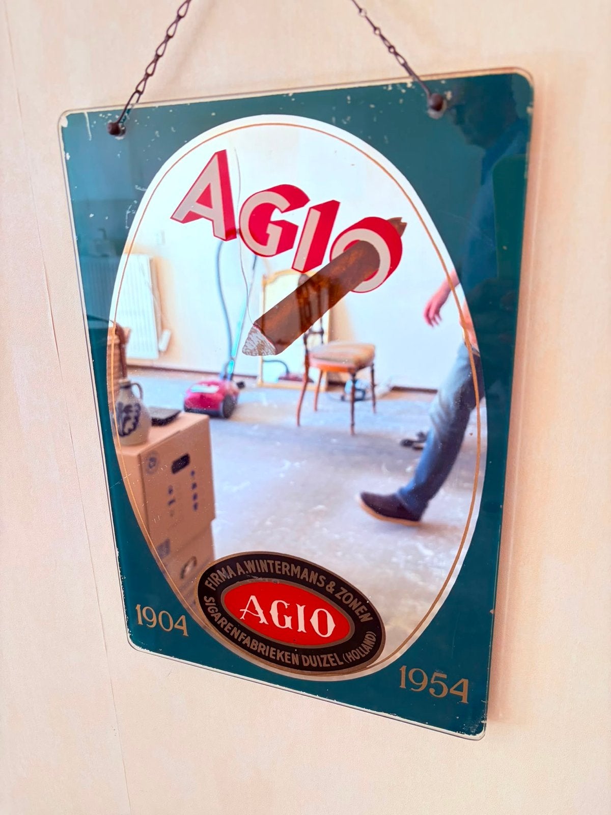 Vintage Agio Sigaren Reclamebord - Jaren '50, Verzamelen, Ophalen, Gebruikt, Reclamebord