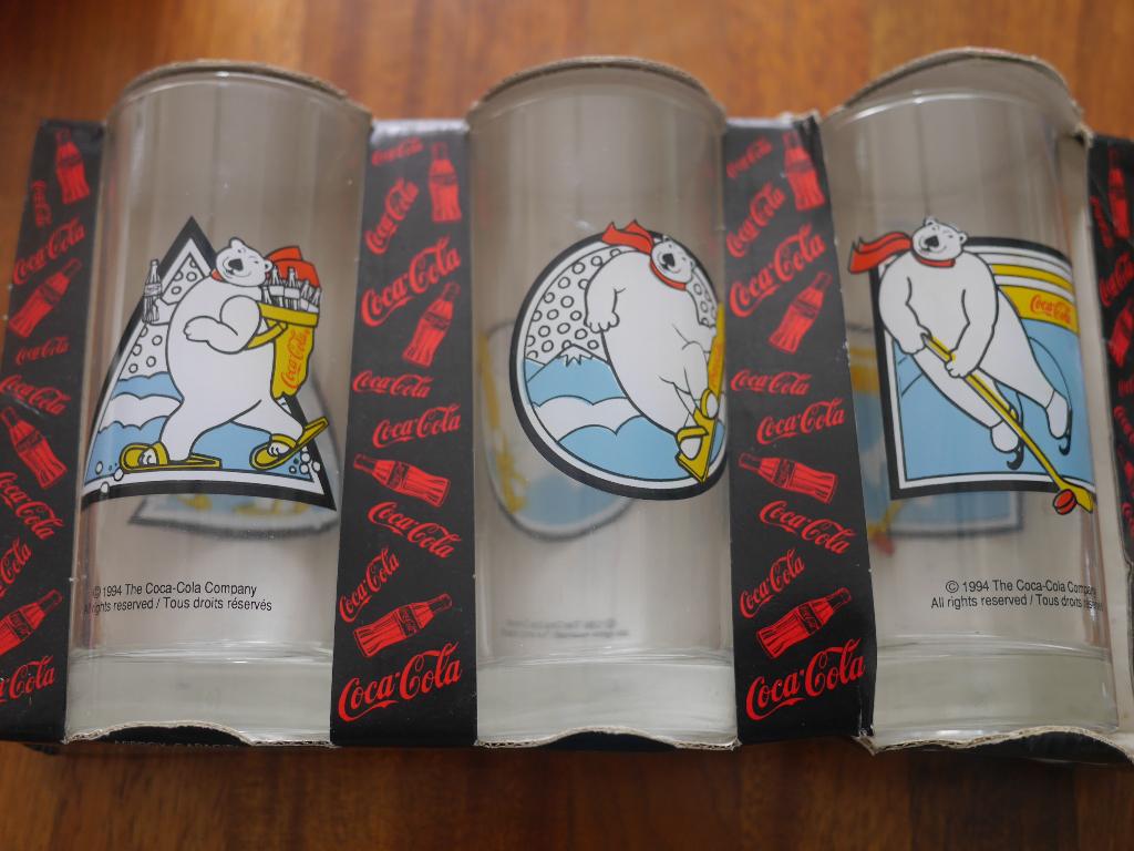 cola cola, beren, zeldzame glazen serie., Verzamelen, Merken en Reclamevoorwerpen, Ophalen of Verzenden, Zo goed als nieuw, Gebruiksvoorwerp