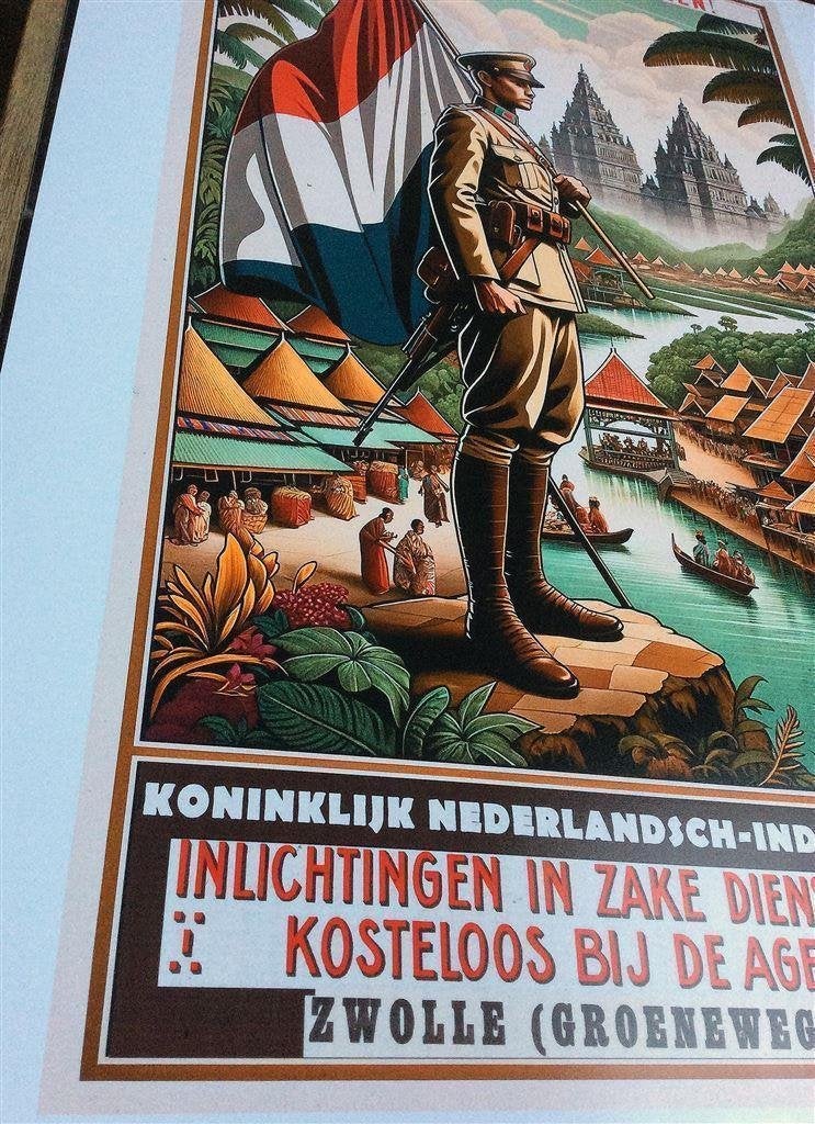 Unieke Koninklijk Nederlands Indie Leger KNIL Poster soldaat, Verzenden, Nederland, Foto of Poster