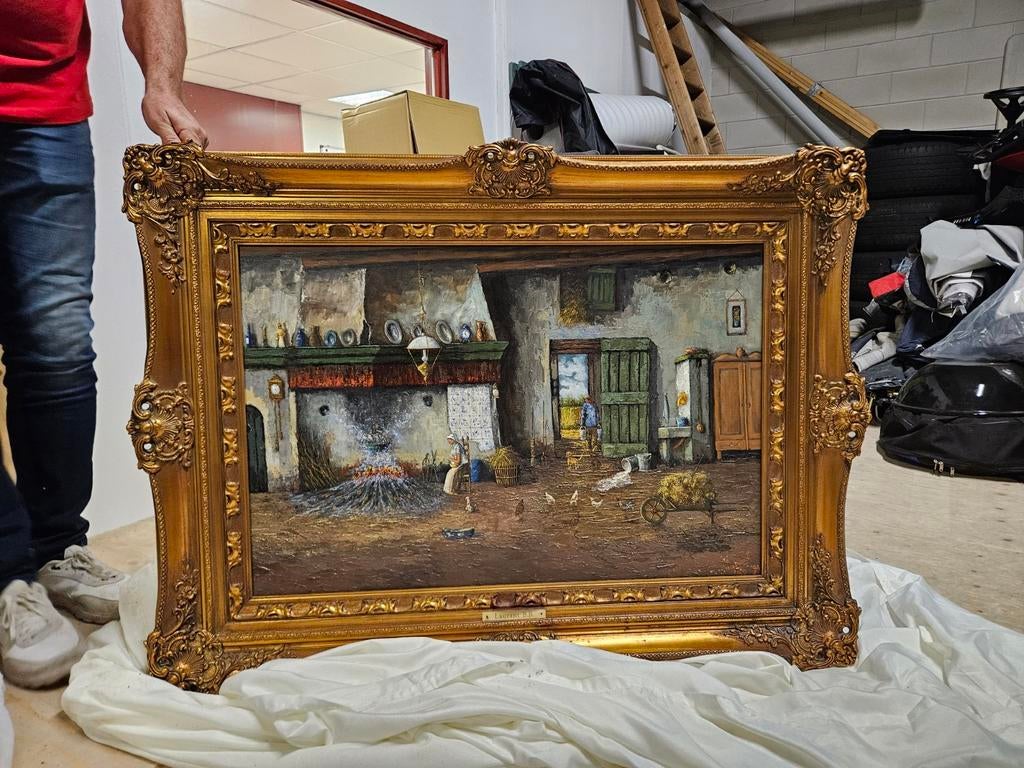 Oud Hollands Tafereel Schilderij van Bill Broeders, Ophalen