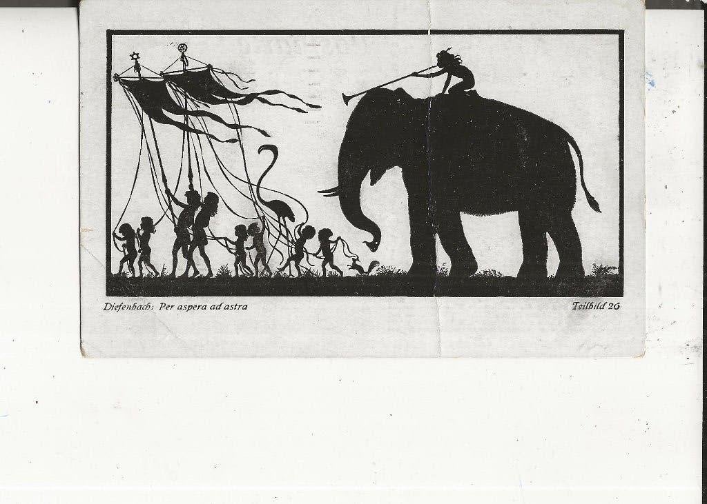 Per aspera ad astra oct 1911 Diefenbach silhouet, Ophalen of Verzenden, Voor 1920, Gelopen, Overige thema's