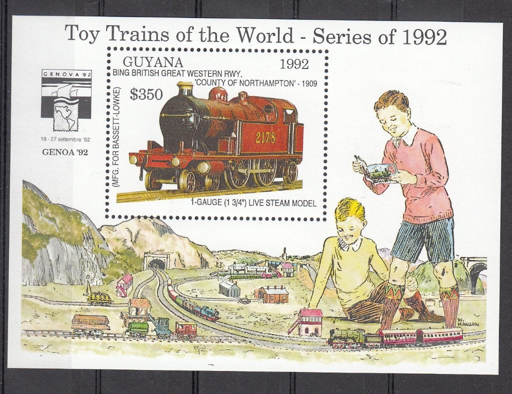 Treinen Guyana 1992 Mi nr blok  216, Western Railway, Ophalen of Verzenden, Postfris, Treinen