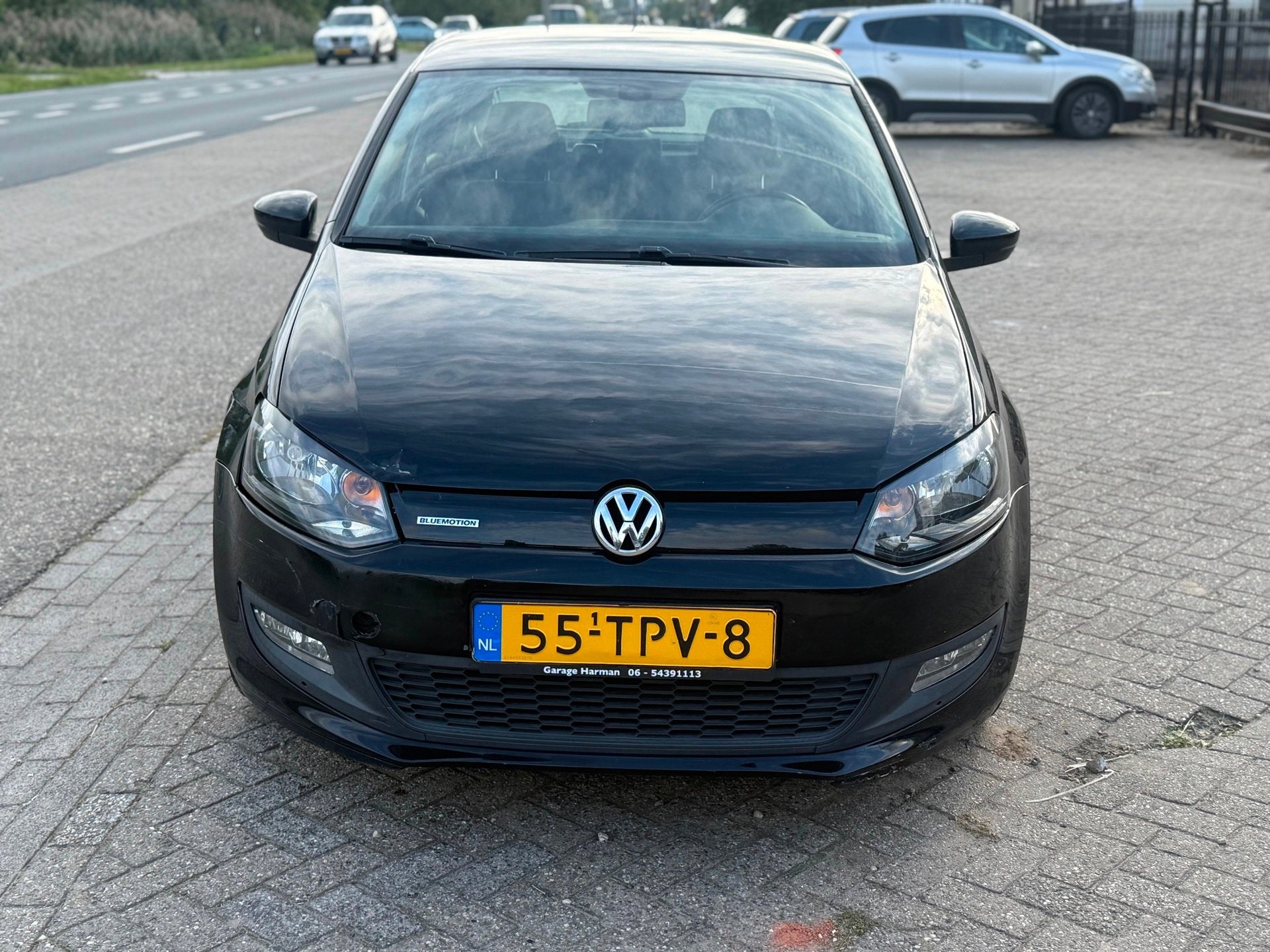 Volkswagen Polo 1.2 TDI BlueMotion Bj 2012 Zwart 5Drs Airco, Voorwielaandrijving, Stof, Gebruikt, 96 €/maand