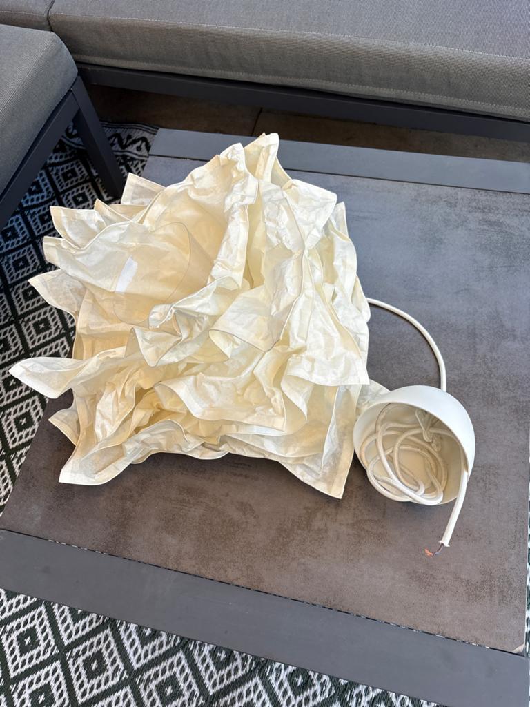 Ikea krusning-Crèmekleurige papieren hanglamp - Gebruikt, Ophalen, Gebruikt, 25 tot 50 cm, Crème