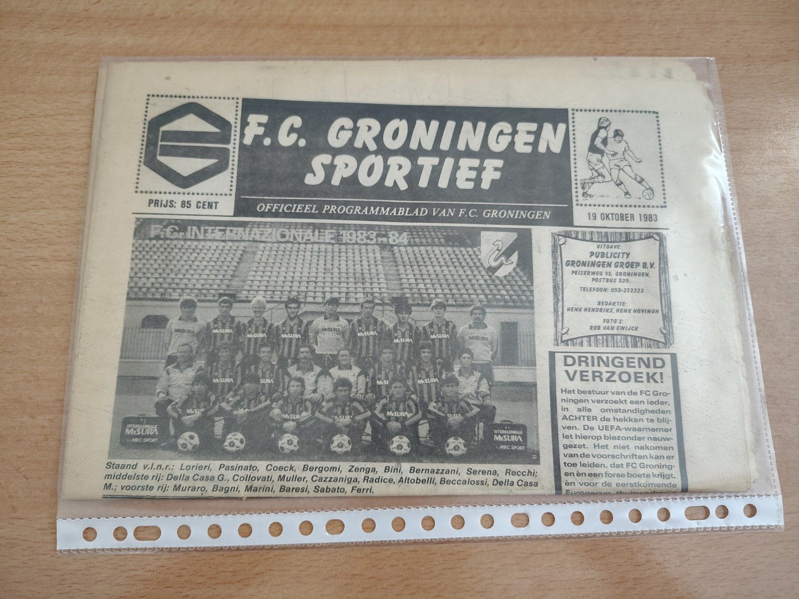 programmaboekjes FC Groningen - Inter en Ikast, Ophalen of Verzenden, Overige binnenlandse clubs